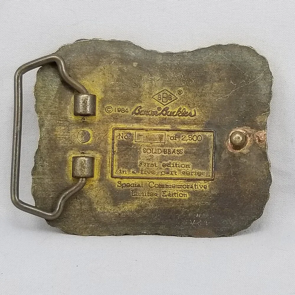 Vintage Belt Buckle 1984 Brass American Biker Commemorative USA Made By‎ Baron